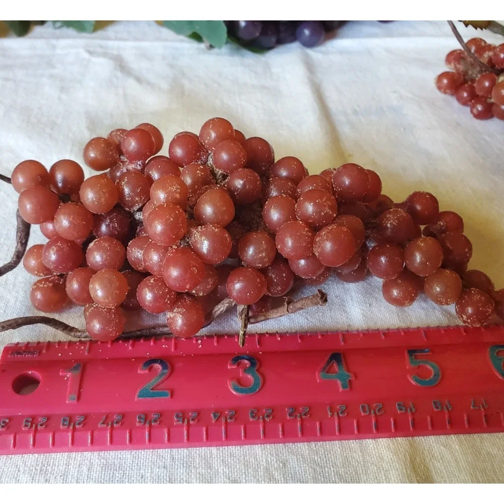 4 Bunches Vintage Frosted Rubber Grapes Faux 6